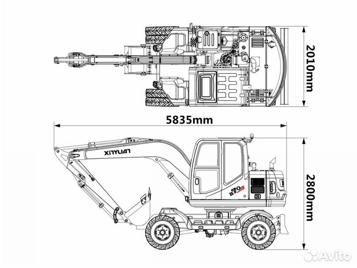 Колёсный экскаватор XINYUAN B70, 2023