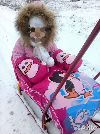 Детские зимние санки на колесах