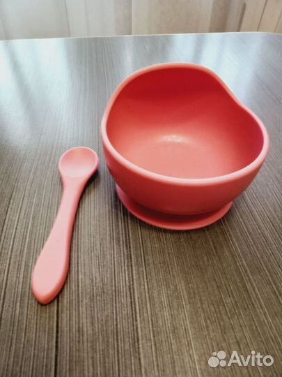 Детская силиконовая тарелка с ложкой