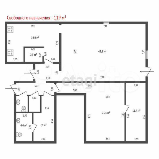 Свободного назначения, 119.4 м²