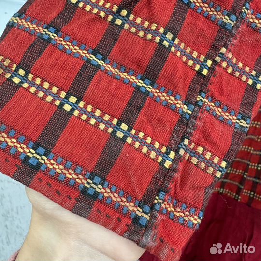 Платье рубаха рубашка пестрядь лен красное