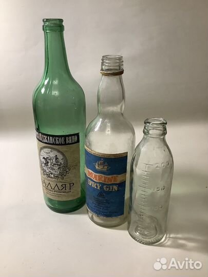 Бутылка пустая Советская Зелёное стекло