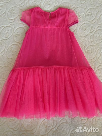 Платье летнее нарядное для девочки 128 + сандалии
