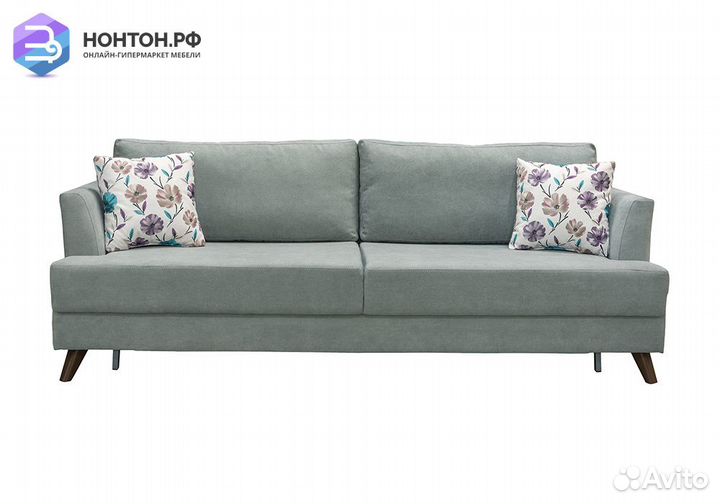 Диван тик-так Дамаск серый / вьюнки