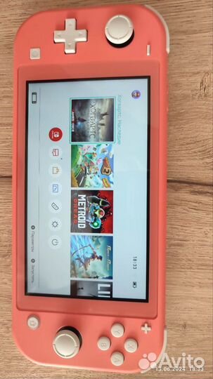 Nintendo switch lite coral прошитый, sd 128gb