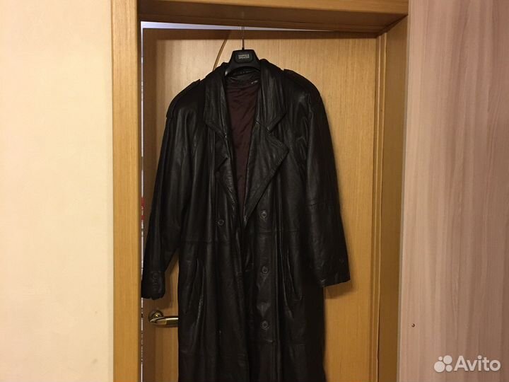 Мужской плащ кожа