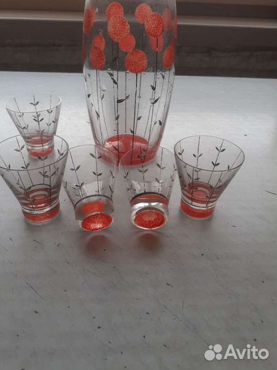 Графин со стопками советский стеклянный