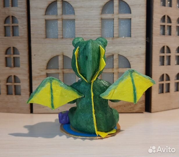 Ватная елочная игрушка дракоша