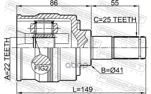 ШРУС внутренний левый 22X41X25 hyundai accent 1