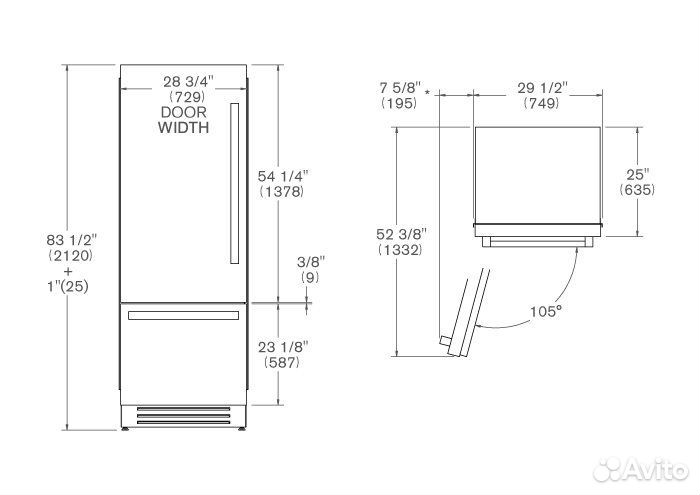 Холодильник bertazzoni REF755bbrxtt