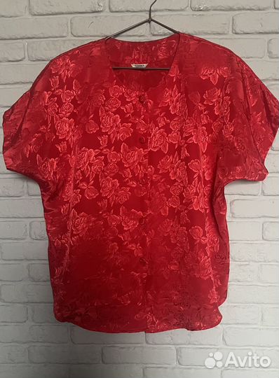 Блуза алая винтаж 80-е гг