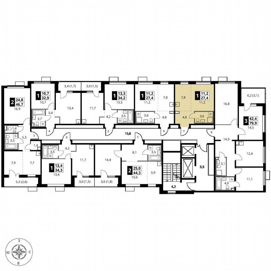 Квартира-студия, 27,4 м², 12/12 эт.