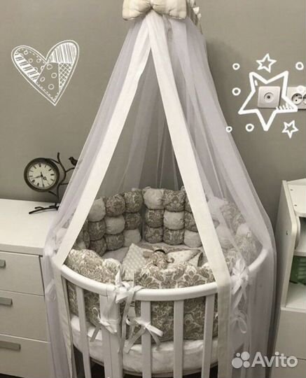 Кроватка трансформер круглая (овал)