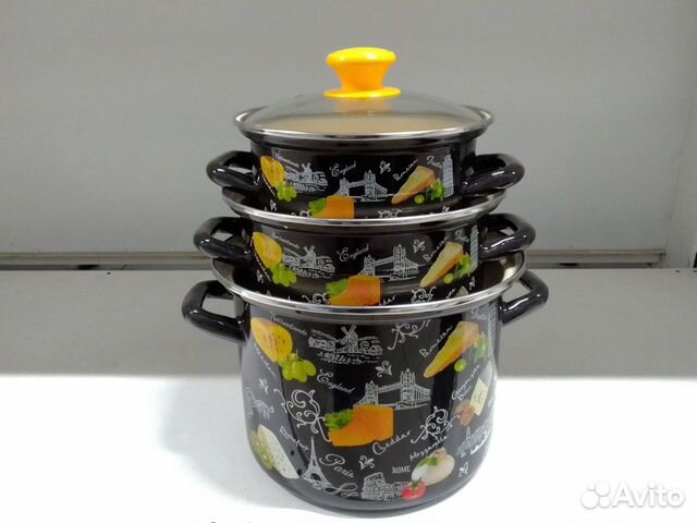 Набор кастрюль Сыр-5-1-Экстра, 1,5/2,3/5л, новый
