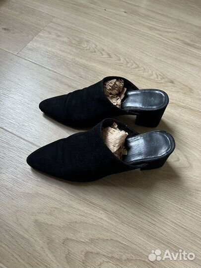 Мюли сабо 38 замшевые черные