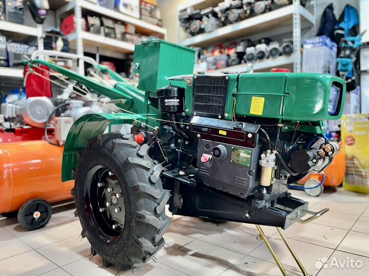 Мотоблок Файтер 15DE R195(15HP) +почвофреза+сидень