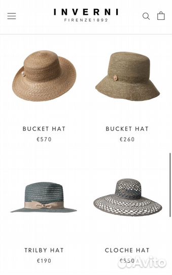 Шляпка из 100 конопли Inverni Firenze 1892