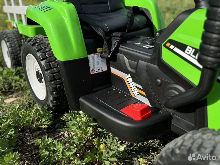 Детский электромобиль трактор с прицепом