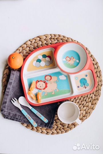 Набор посуды из бамбука для детей