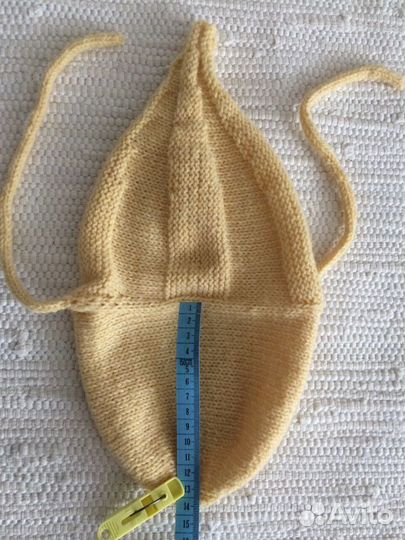 Шапка двойная с ушками полушерсть 0-3мес