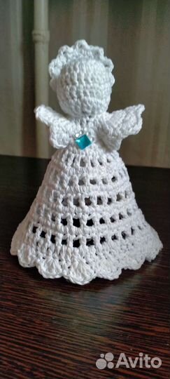 Ангел вязаный из хлопковых ниток, высота15 см