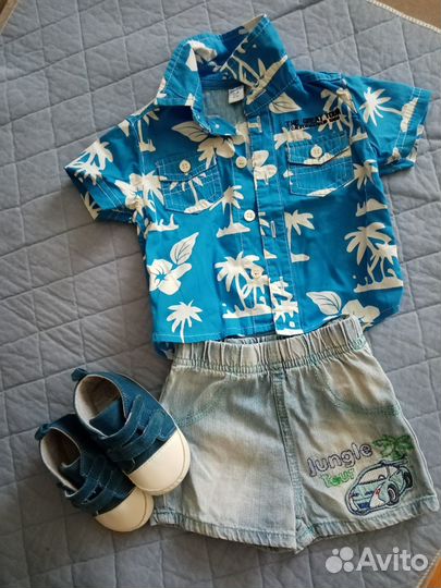 Костюм для мальчика, рубашка, шортики, тапочки