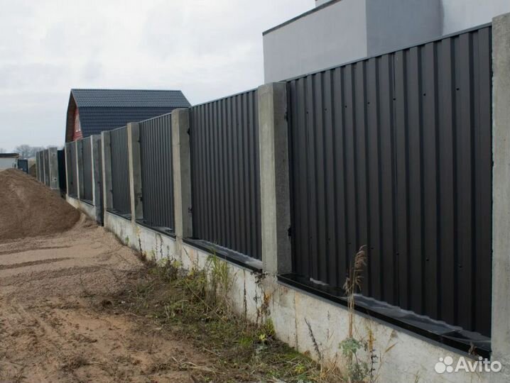 Забор из профлиста Ral 9005 черный