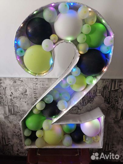 Каркасная цифра 2 на день рождения ребёнку