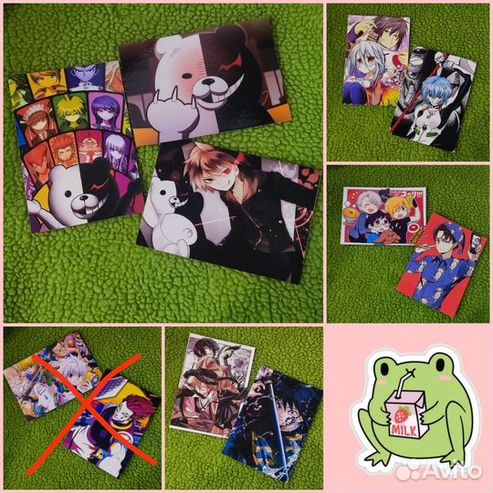 Открытки, закладки для книг, стикеры аниме