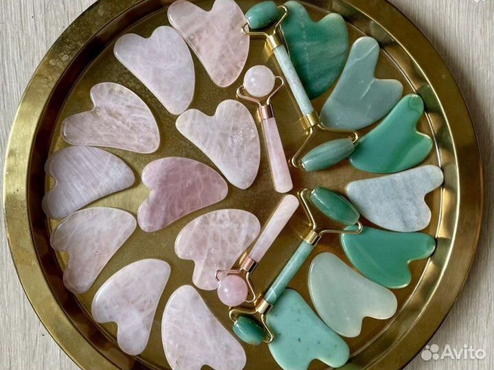 Гуаша и массажеры из розового кварца / нефрита