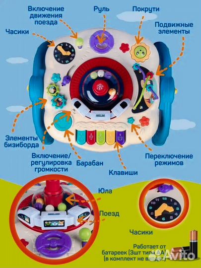 Развивающий двухсторонний столик с поездом