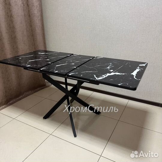 Прямоугольный раздвижной стол Ежик со стеклом