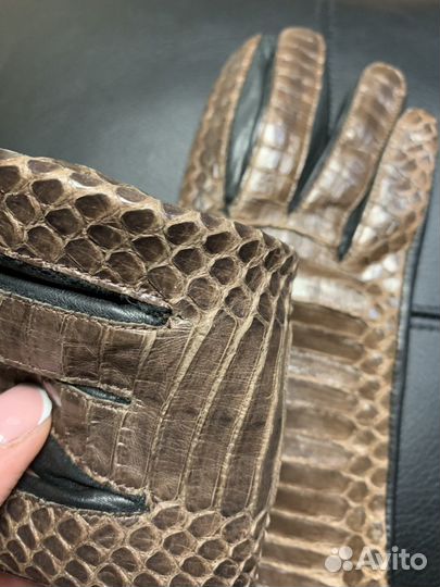 Перчатки из кожи питона, кожаные, замшевые