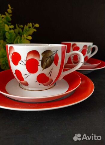 Чайная пара/ тройка и чайник, фарфор, СССР