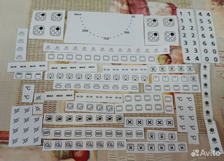 Наклейки обозначения режимов электрической плиты