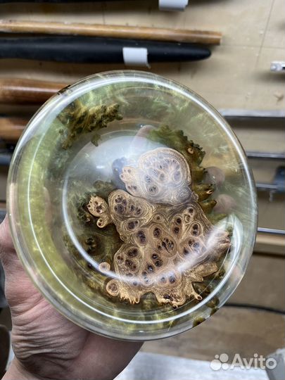 Чаша из эпоксидной смолы и капа карагача