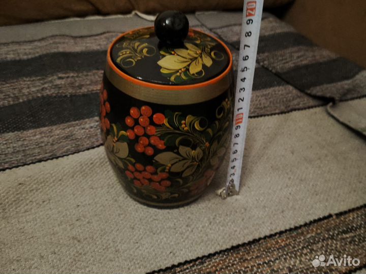 Бочонок с крышкой Хохлома и кружка