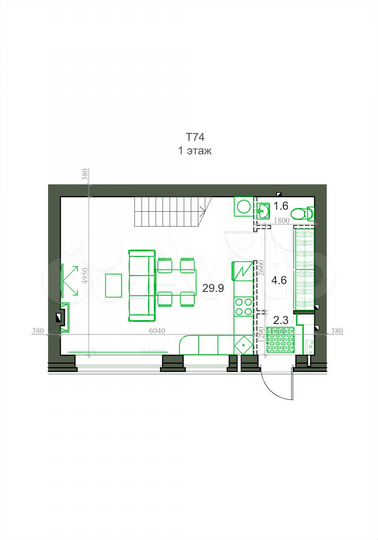 Таунхаус 73,3 м² на участке 1 сот.