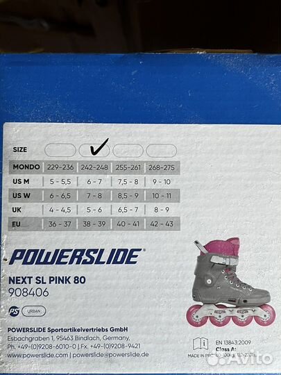 Ролики Powerslide Next SL Pink 80, размер 38-39