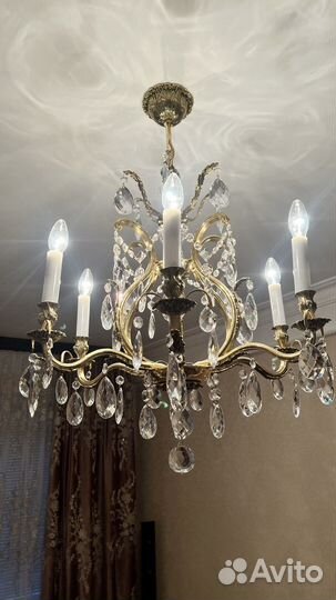 Люстра хрустальная бронзовая