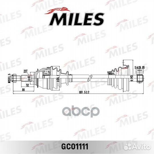 Привод miles LADA largus левый WDA10037 GC01111