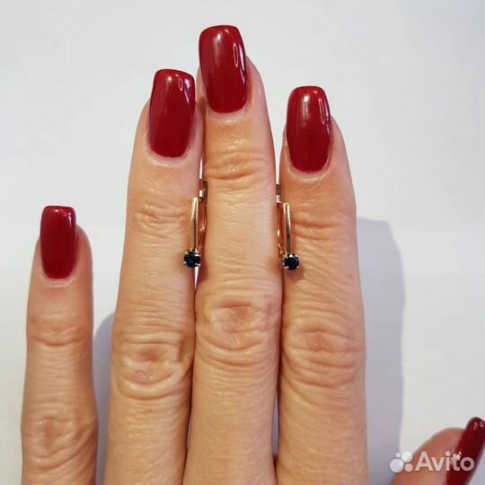 Золотые серьги с натур сапфирами