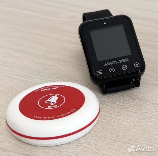 Кнопка вызова официанта и часы пейджер Элит