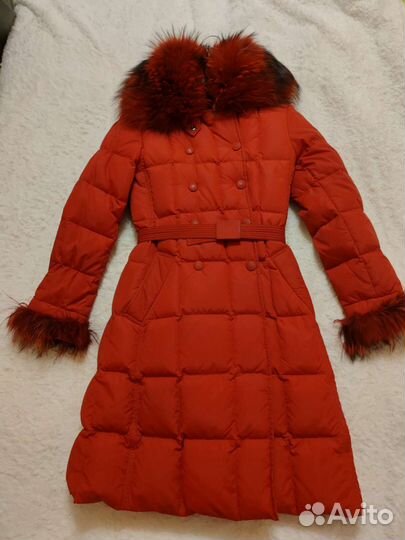 Пуховик красный женский зима 42 44