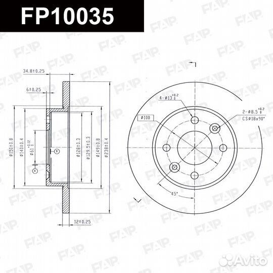 Диск тормозной FP10035 FAP Россия