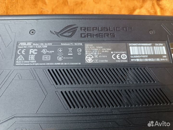 Игровой ноутбук asus gl553