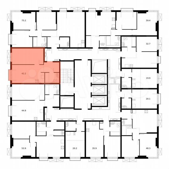 1-к. квартира, 42,2 м², 6/23 эт.