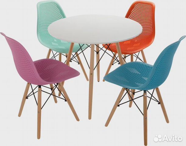 Стул ажурный в стиле eames DSW голубой NEW