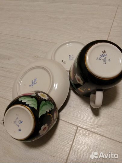 Тарелки, чайные пары Вербилки черная слива