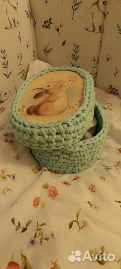 Вязаные корзинки ручной работы